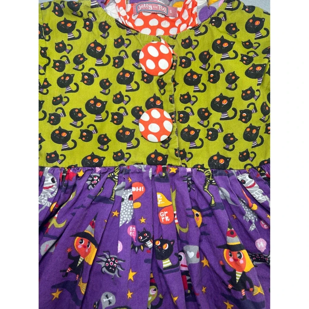 Jelly the Pug Hannah Dress Kids Size 5 Multicolor Halloween Monster Bash Hooded